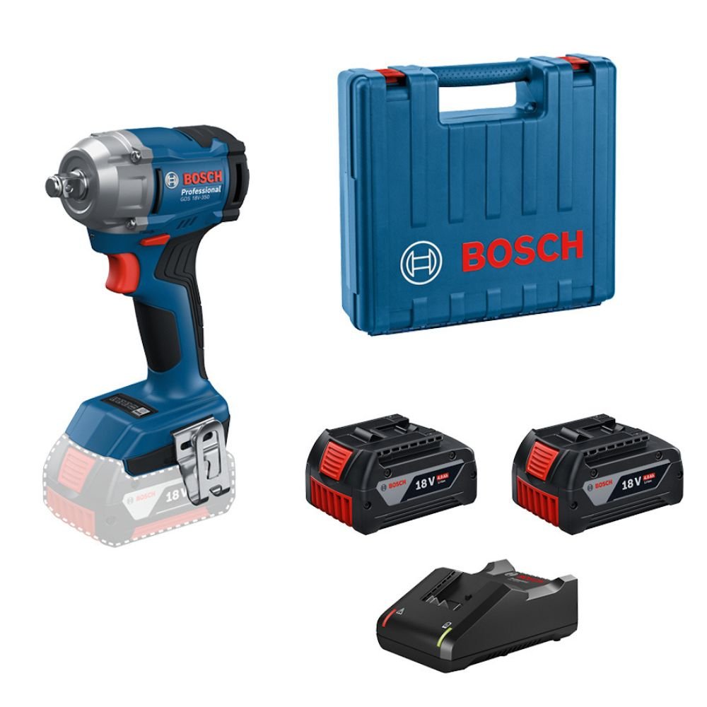 Chave de impacto 1/2Pol. GDS 18V-350 com 2 Baterias e Maleta BOSCH
