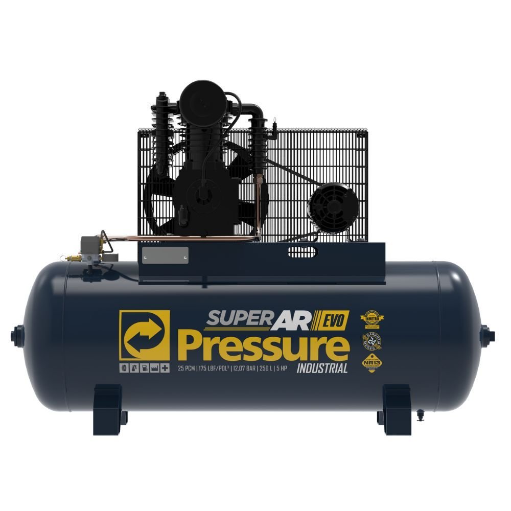 Compressor de Ar Trifásico Pressure 5HP 250L Alto Desempenho