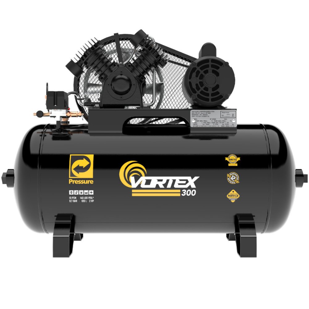 Compressor de Ar Vortex 300 2HP 100 Litros PRESSURE