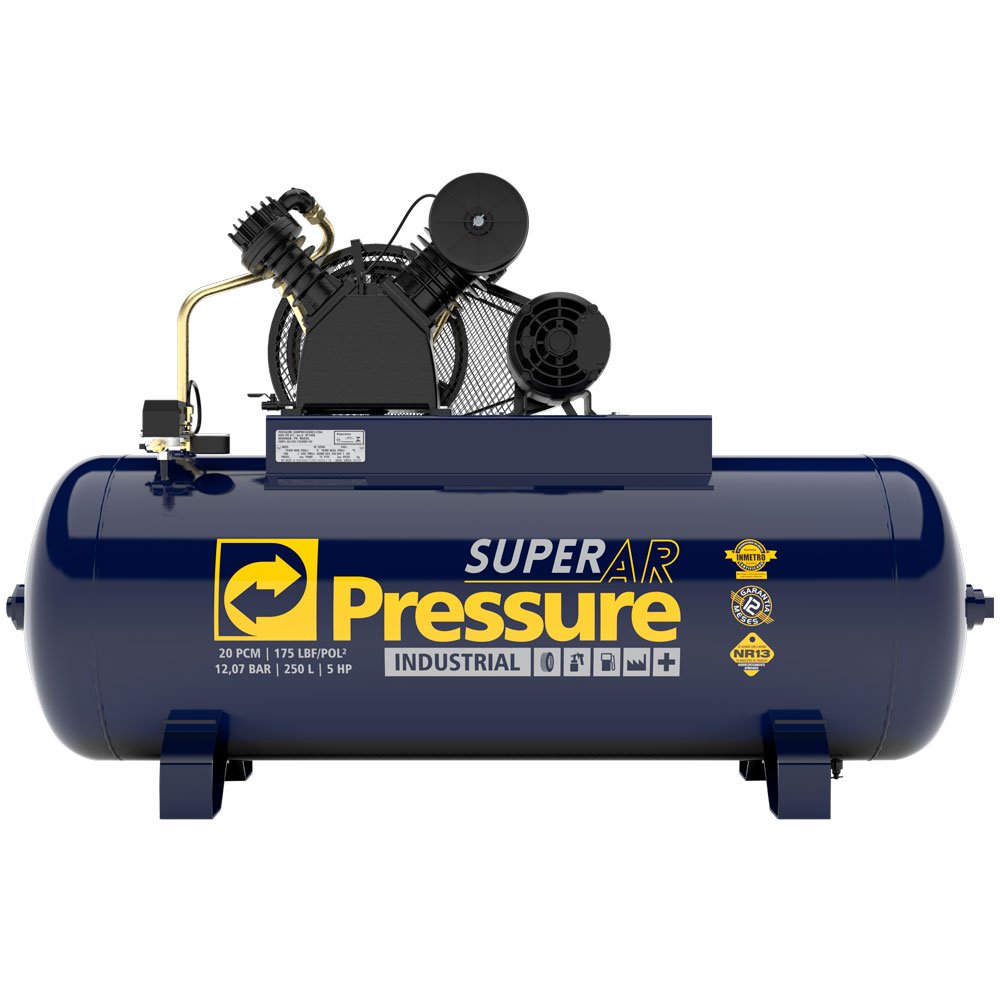 Compressor de Ar Super Ar 20 Pés 250L 5HP Trifásico - Pressure
