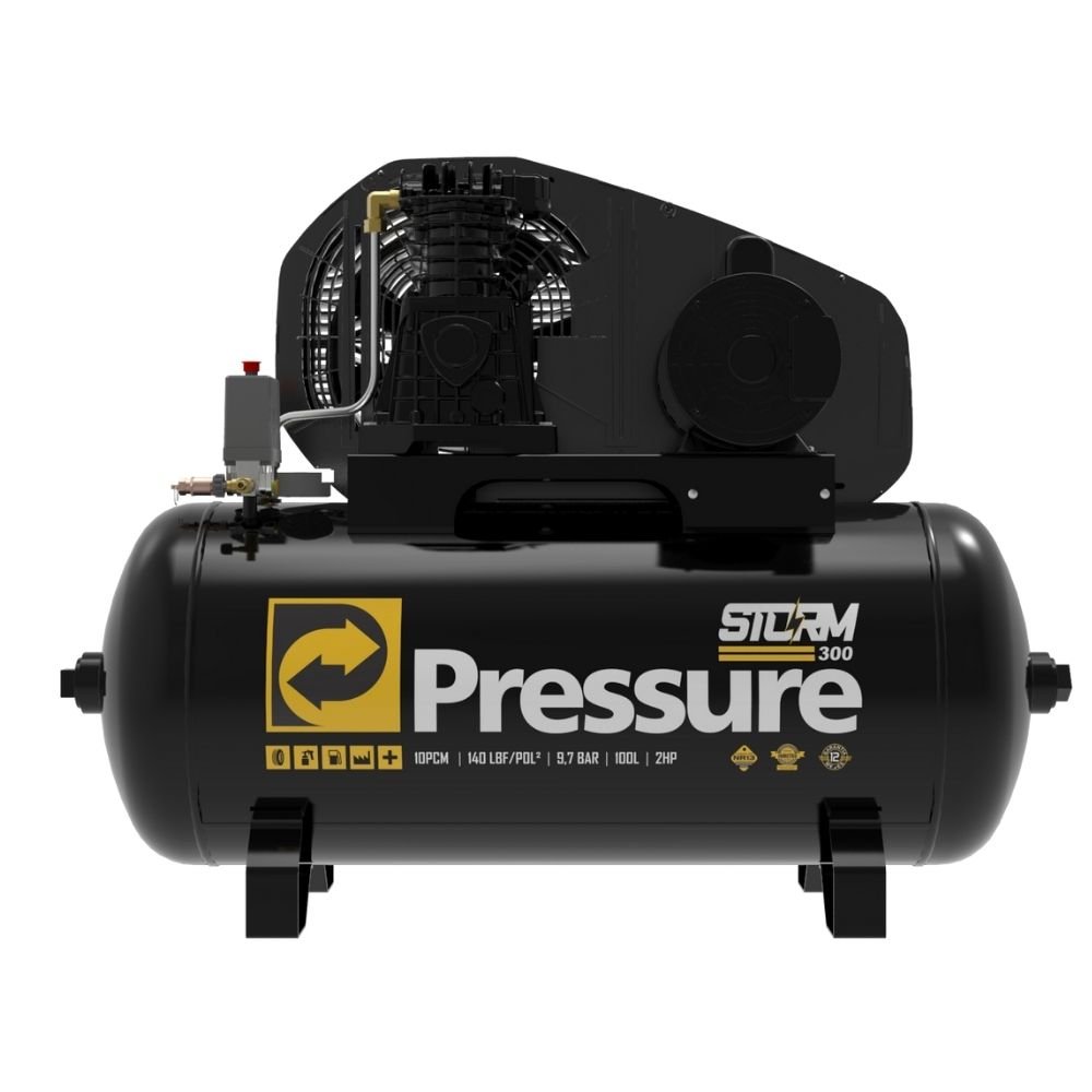 Compressor de Ar Profissional PRESSURE STORM 300 2HP 100L 140PSI