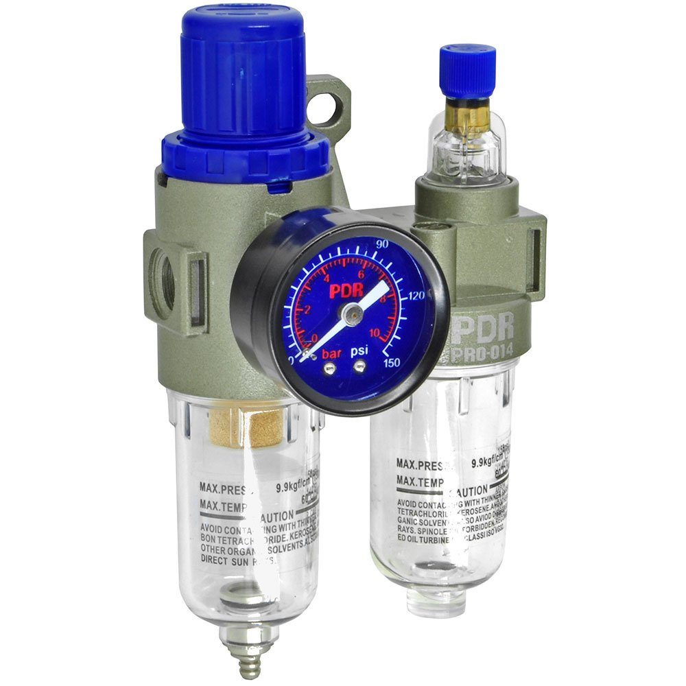 Conjunto Lubrifil Filtro Regulador e Lubrificador de Ar 1/4 Pol. PDR-PRO-014