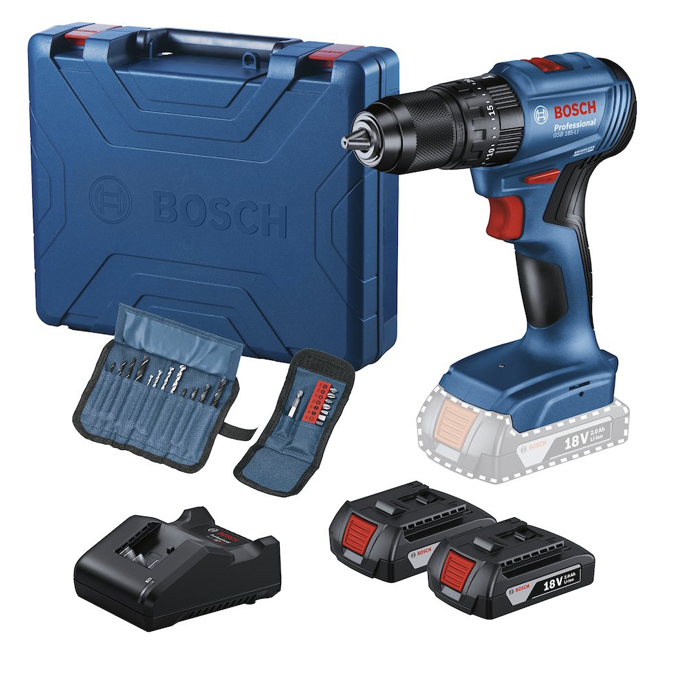 Furadeira Parafusadeira de Impacto 18V Bosch GSB 185LI-2BX com 2 Baterias
