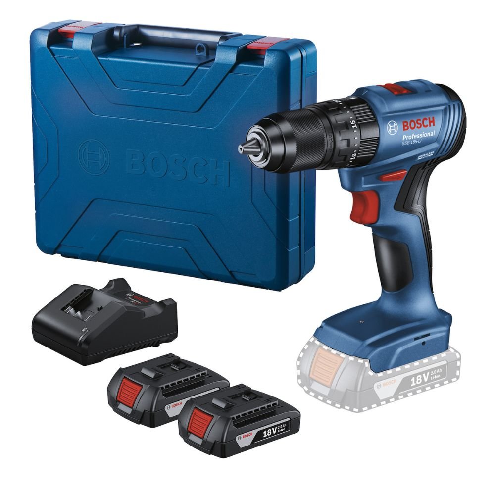 Furadeira e Parafusadeira de Impacto 1/2Pol. 18V Brushless BOSCH GSB 185-LI