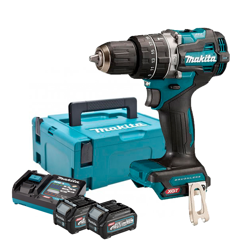 Parafusadeira Furadeira HP002GA201 1/2 Pol. 40V Brushless com 2 Baterias 2,0Ah Carregador e Maleta MAKITA