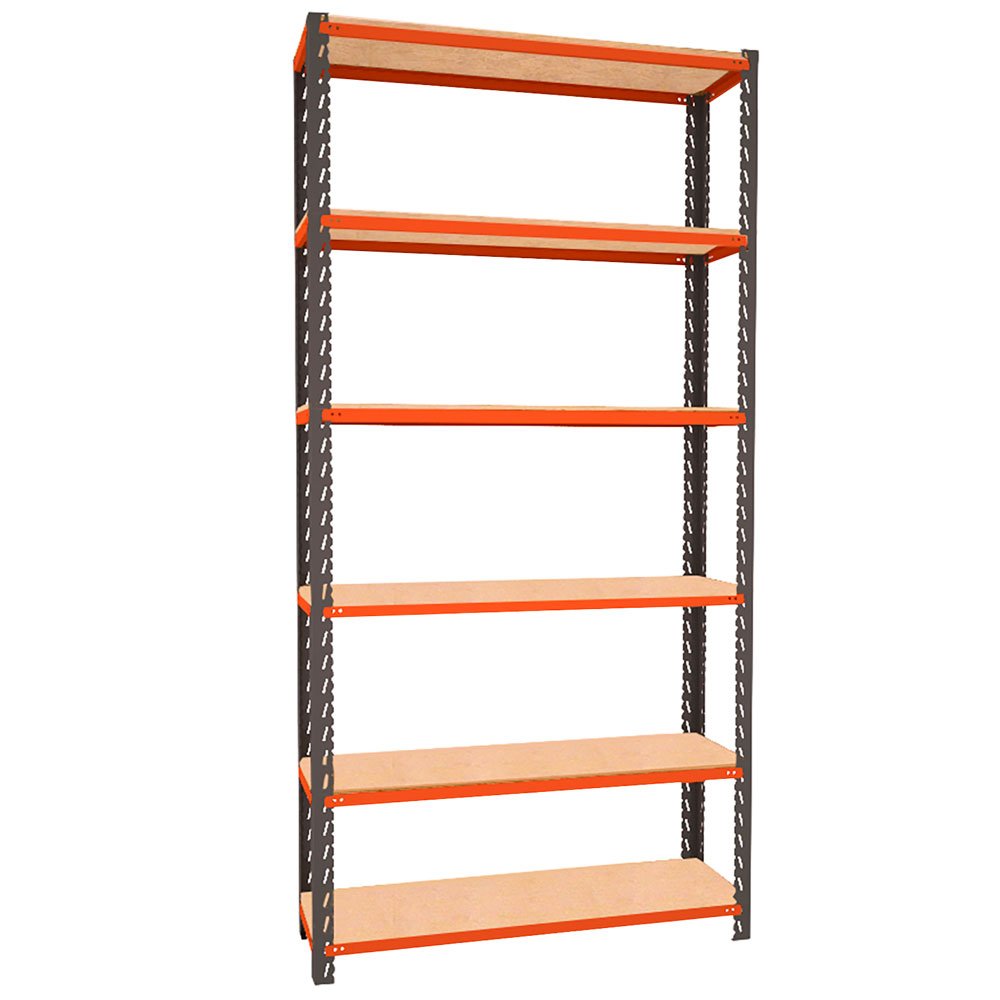 Estante Monta Carga 300x1950 com 6 Prat MDP Grafite/Laranja PRESTO-40300